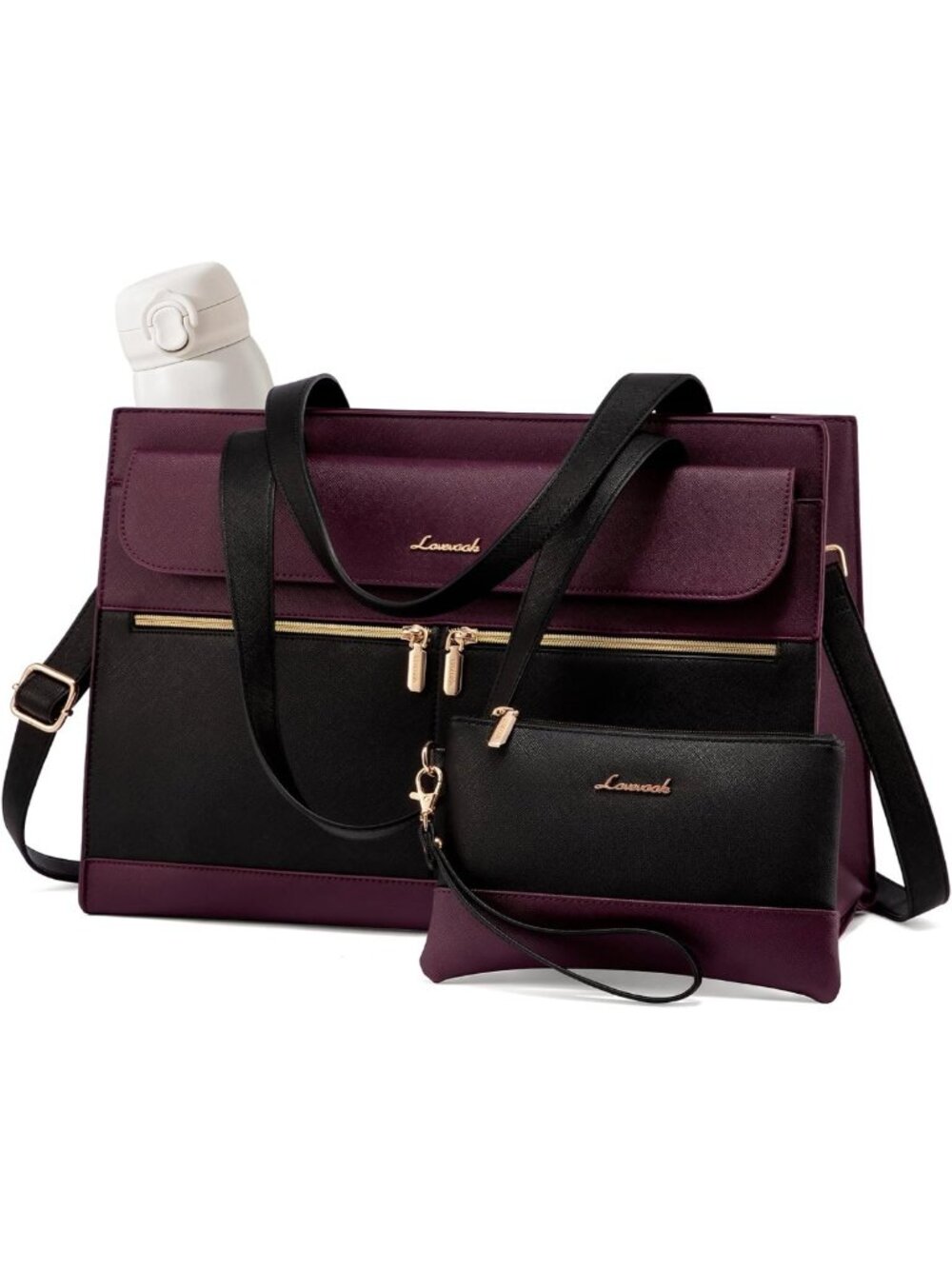 Stylish 15.6" Laptop Tote Bag for Women - Waterproof Leather Briefcase